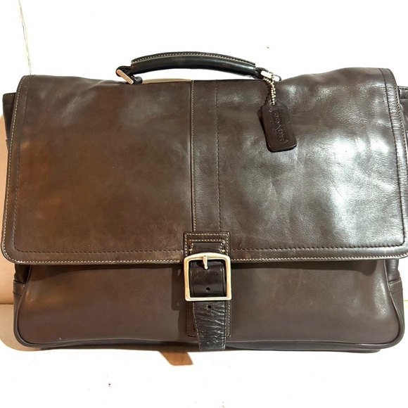 Coach vintage unisex Brown Leather Briefcase messenger bag - Picture 1 of 9